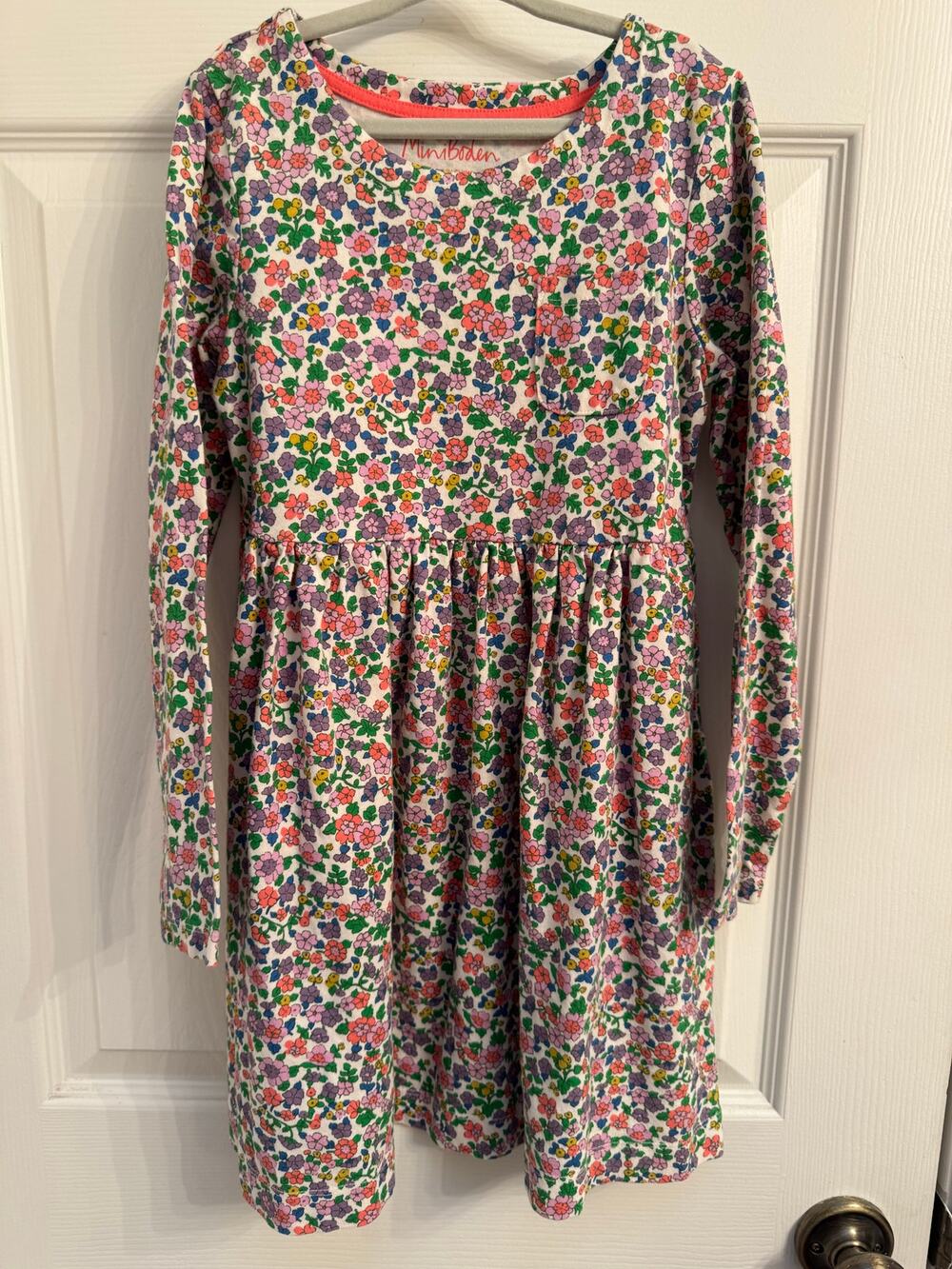 Mini Boden Long Sleeved Floral Pocket Twirl Long Sleeved Dress Size 7/8 Cotton